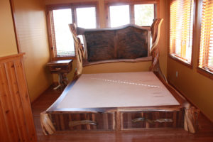 Walnut King Platform Bed with Drawers